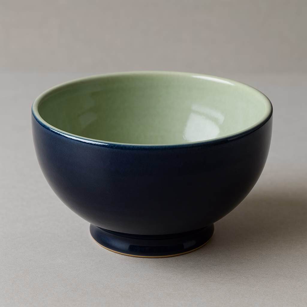 Immagine Creazioni in Ceramica: Un'Opera Elegante con Midnight Blue e Green Tea