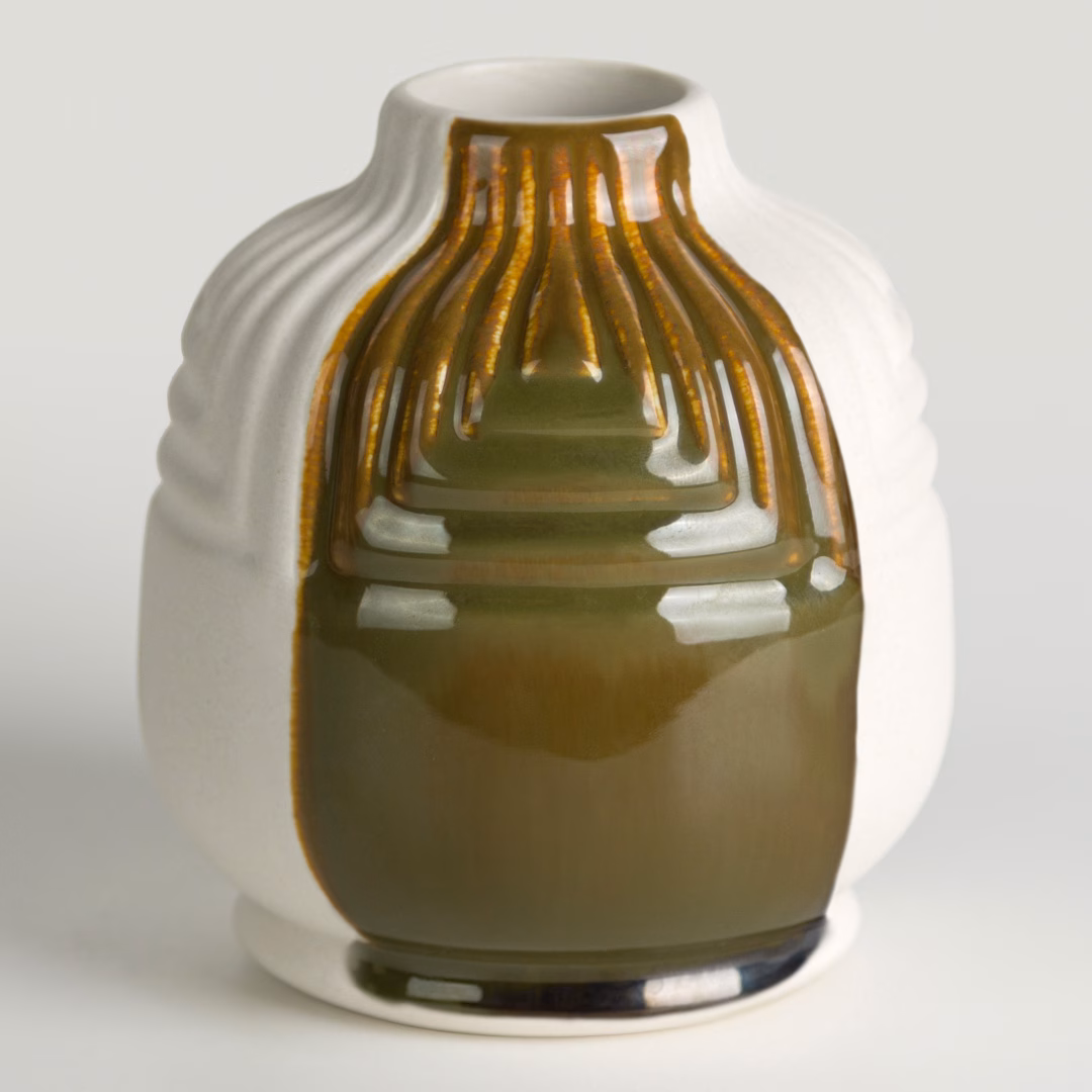 vaso con pennellata verde oliva