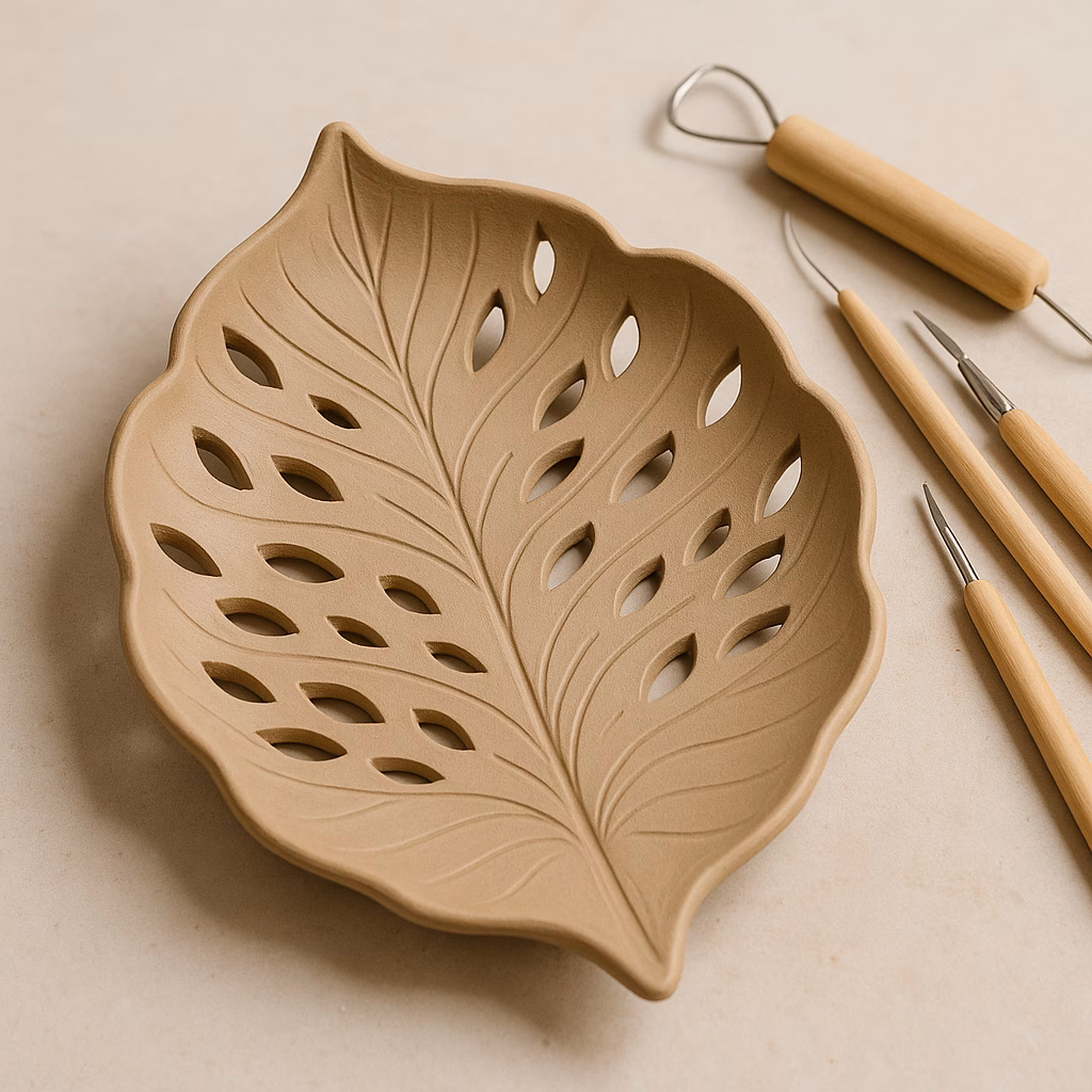 Centrotavola foglia in argilla traforata: tutorial completo con filo per tagliare argilla e kit da scultura 6 Immagine Centrotavola foglia in argilla traforata: tutorial completo con filo per tagliare argilla e kit da scultura