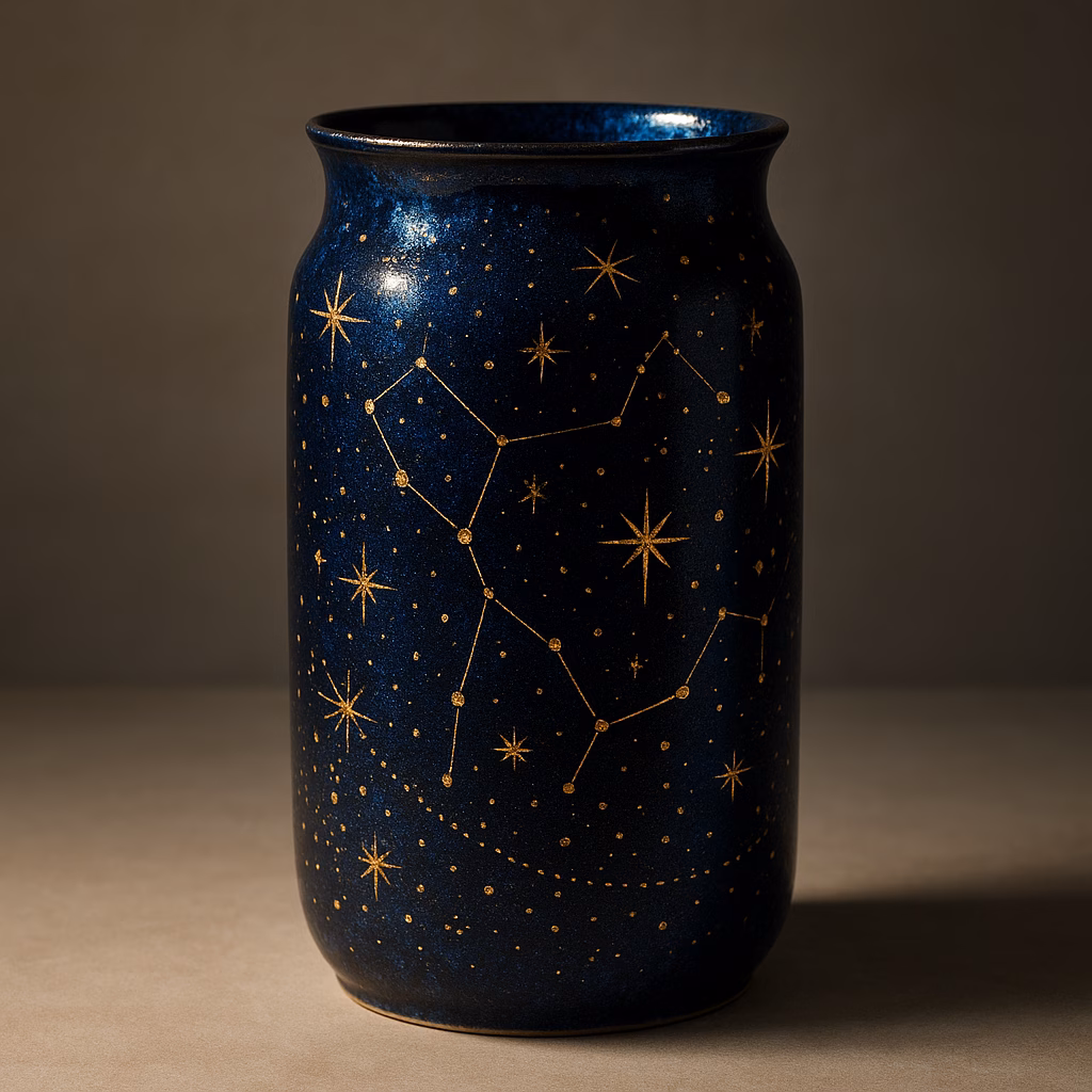 Vaso ceramico cielo stellato con Blue Cosmos e Midas Gold: tutorial completo e idee d’uso 5 Immagine Vaso ceramico cielo stellato con Blue Cosmos e Midas Gold: tutorial completo e idee d’uso