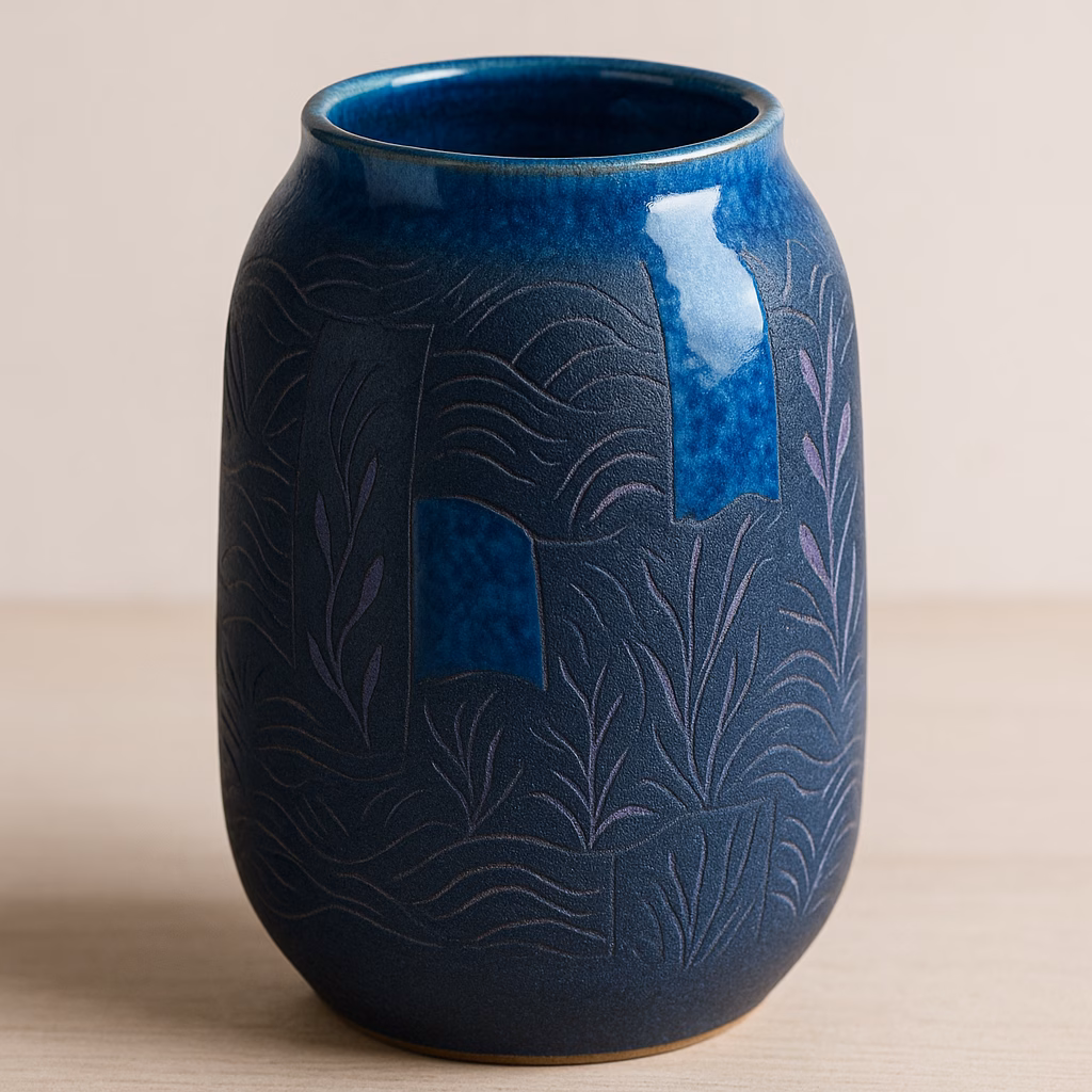 Vaso in ceramica effetto mare: progetto creativo con engobbio Deep Blue, sottocristallina Violet e smalto Blue Isle 1 Immagine Vaso in ceramica effetto mare: progetto creativo con engobbio Deep Blue, sottocristallina Violet e smalto Blue Isle